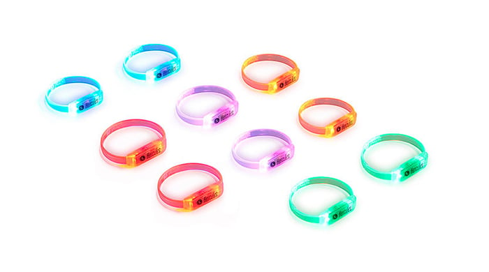 Hercules DJ LED Wristbands Pack 10-Pack LED Wristbands That Flash To The Beat Of The Music