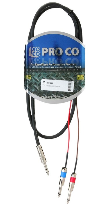 Pro Co IPBQ2Q-5 5' Excellines 1/4" TRS To Dual 1/4" TS Cable