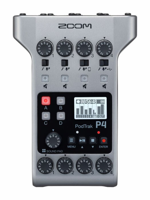 Zoom PodTrak P4 Podcasting Recorder With 4 XLR Inputs And Phantom Power