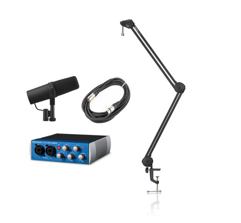 Shure Sm7b Podcast2 K Sm7b Mic Audiobox 96 Usb Desktop Boom Stand 10 Mic Cable Full Compass Systems
