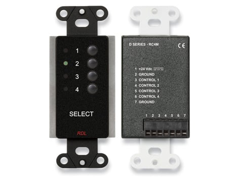 RDL DB-RC4M 4-Channel Remote Control For RU-ASX4D And RU-ASX4DR, Black