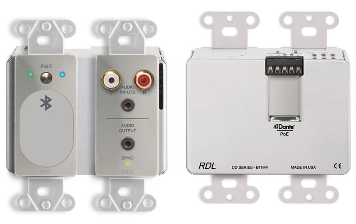 RDL DDS-BTN44 Wall-Mounted Bi-Directional Line-Level And Bluetooth Audio Dante Interface - Stainless Steel