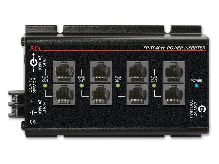 RDL FP-TP4PW Power Inserter, Twisted Pair, 4 Sets Of Outputs, Signal Loop-Through