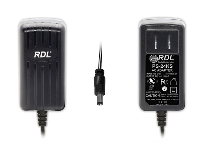 RDL PS-24KS 24Vdc Switching Power Supply, North American AC Plug, 1 A, Dc Plug