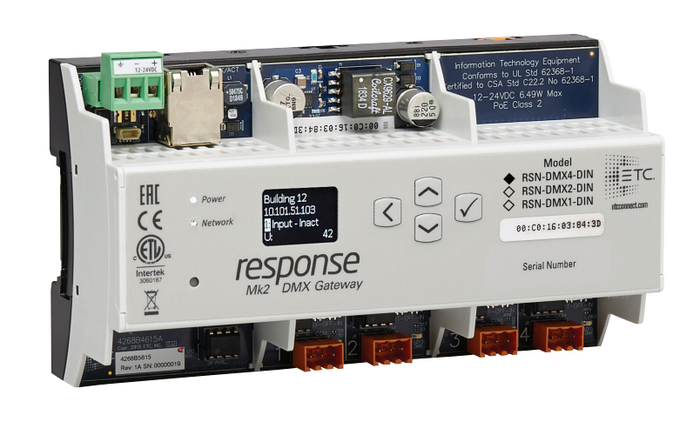 ETC RSN-DMX4-DIN Response Mk2 4-port DIN Rail Gateway