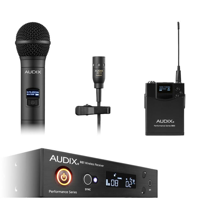 Audix AP61OM2L10 60 Series Single-Channel Wireless System With B60 Bodypack, ADX10 Lavalier, And H60 OM2 Handheld