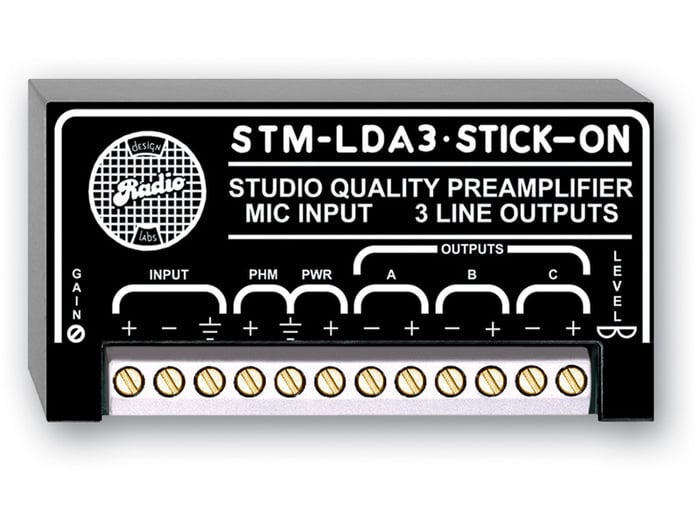 RDL STMLDA3 Studio Quality Mic Preamp With Phantom, 3 Line Outputs