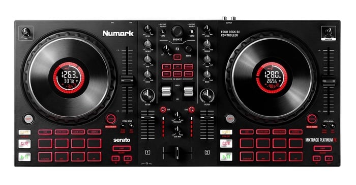 Numark MIXTRACK-PLATINUM-FX 4-Deck DJ Controller With Jog Wheel Displays