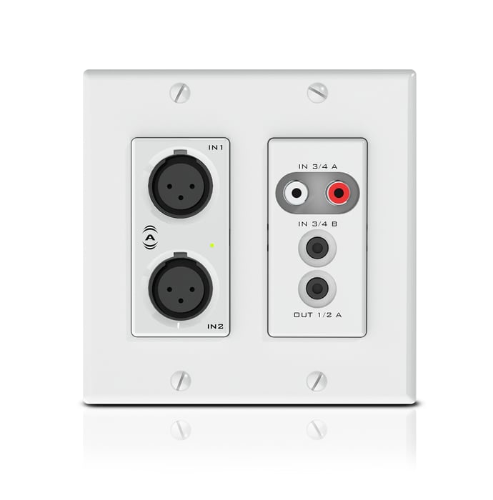 Attero Tech unD6IO 4x2 Channel Dual Gang US, Dante/AES67 Wall Plate