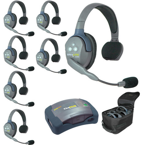 Eartec Co HUB7S Eartec UltraLITE/HUB Full Duplex Wireless Intercom System W/ 7 Headsets