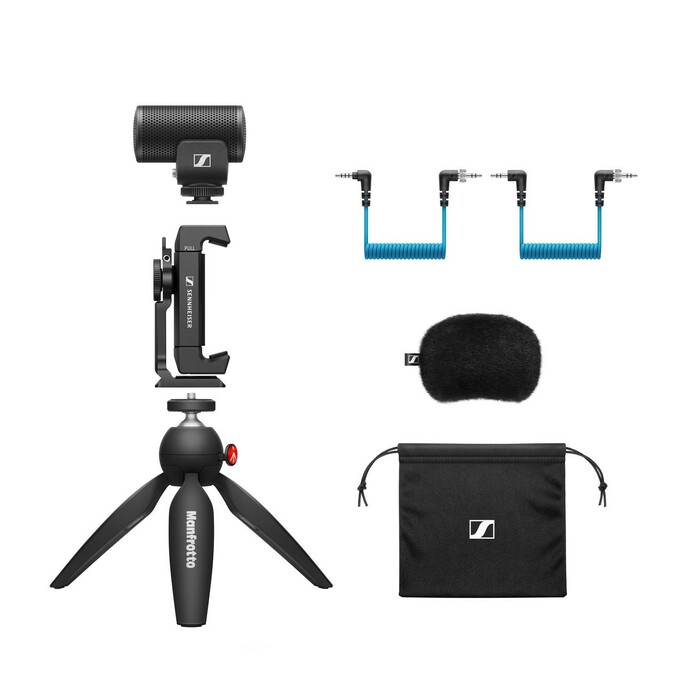 Sennheiser MKE200-MOBILE-KIT MKE 200 Shotgun Mic With PIXI Tripod, Smartphone Clamp