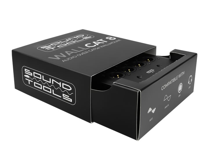 SoundTools WallCAT 8 XLR Black Two Gang Wall Panel With 4 Female And 4 Male XLR To RJ45
