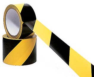 Rose Brand Safety Tape 18yd Roll Of 2" Wide Black And Yellow Striped Vinyl Tape