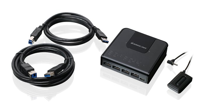 IOGEAR GUS432 2x4 USB 3.0 Peripheral Sharing Switch Provides A Convenient
