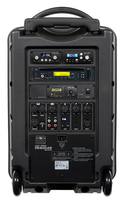 Galaxy Audio Traveler 10 TVHH-HS-U3BK 10" Portable PA System With Wireless Handheld And Headset Microphones