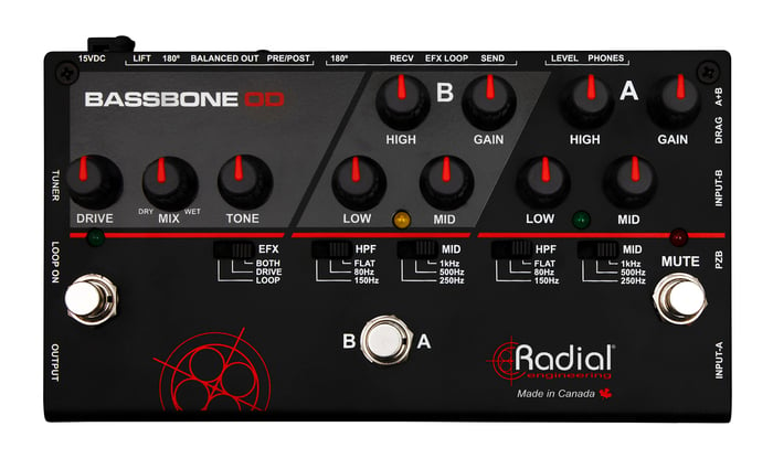 Radial Engineering Bassbone OD 2-Channel Bass Guitar Preamp And DI With Overdrive