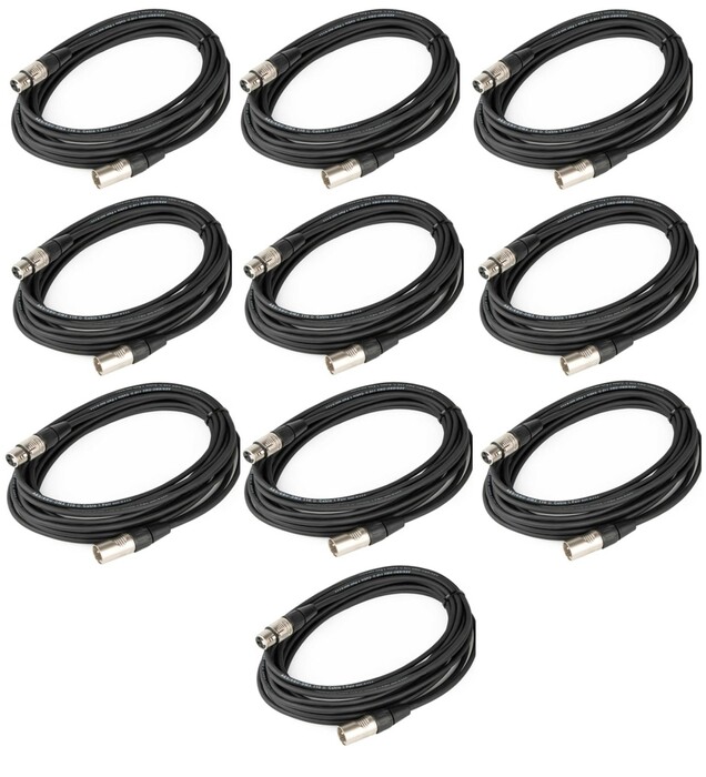 Cable Up DMX-XX350-TEN-K DMX 3-Pin Lighting Cable Bundle (10) Pack Of DMX-XX3-50 DMX Cables