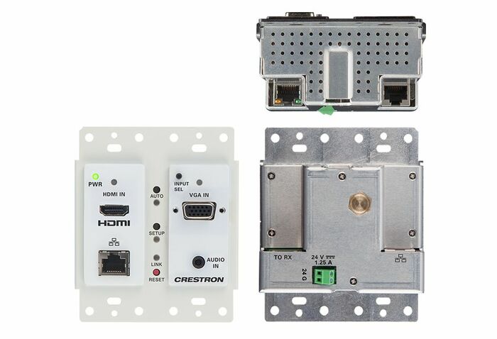 Crestron HD-TX-201-C-2G-E-W-T HDMI Over CATx Transmitter & 2x1 Auto-Switcher Wall Plate, W