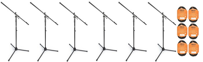 Vu MST100-PK6-K Tripod Microphone Stand Bundle With 6 Stands And 6 XLR Cables