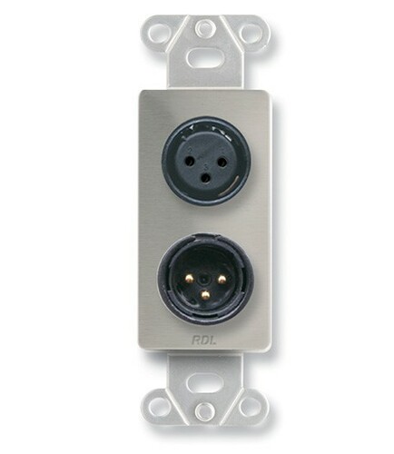 RDL DS-XLR2 XLR 3-pin Female And 3-pin Male On D Plate, Terminal Block, Stainless Steel