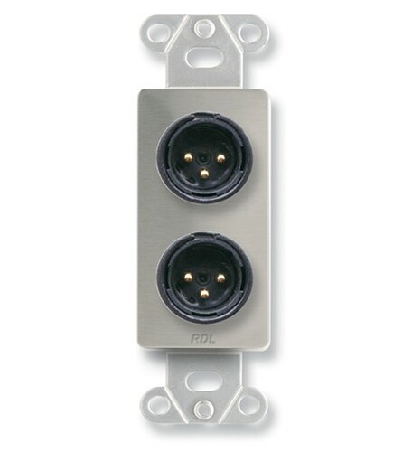 RDL DS-XLR2M Dual XLR 3-pin Male Jacks On D Plate, Terminal Block, Stainless Steel