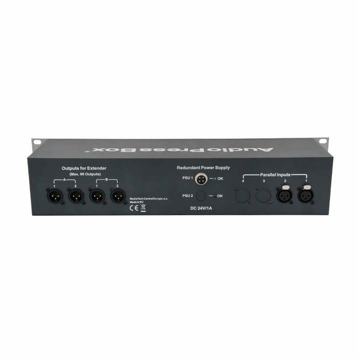 Audio Press Box APB-208-R Active, RACK, 2 MIC/LINE In, 8 LINE/MIC Out, Out For Exp.