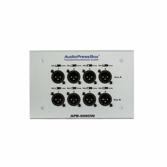 Audio Press Box APB-008-OW-EX Passive On-wall AudioPressBox Extender, 8 LINE/MIC Out