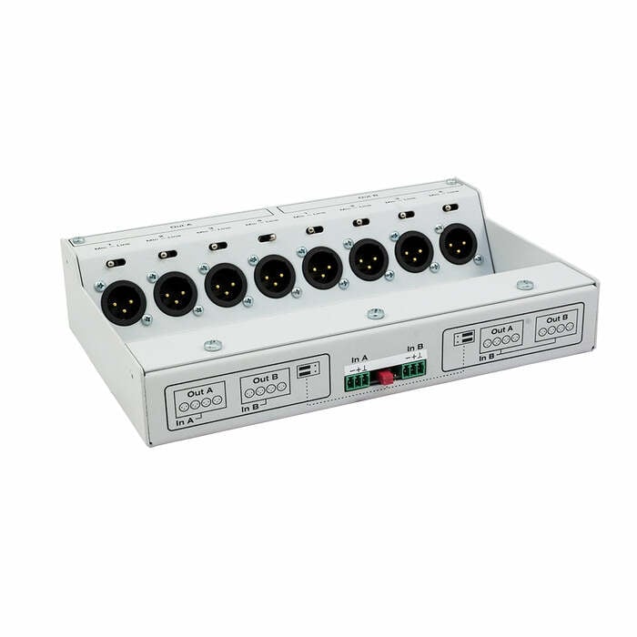 Audio Press Box APB-P008-OW-EX Passive On-wall AudioPressBox, 1 Line In, 8 MIC Out