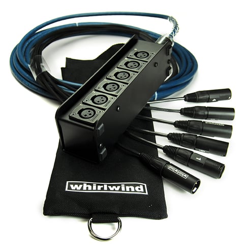 Whirlwind MS06 M-NR-050 BLACK 50' 6-Channel Mini Snake With No Returns, Black Cable