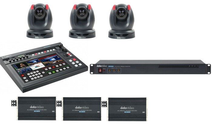 Datavideo SHOWCAST-100-20X Includes ShowCast 100, 3x PTC-300, 3x HBT-15, HBT-30