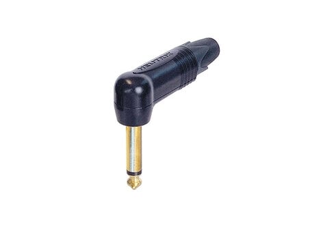 Neutrik NP2RX-B 1/4" TS Right Angle Cable Connector, Black With Gold Contacts