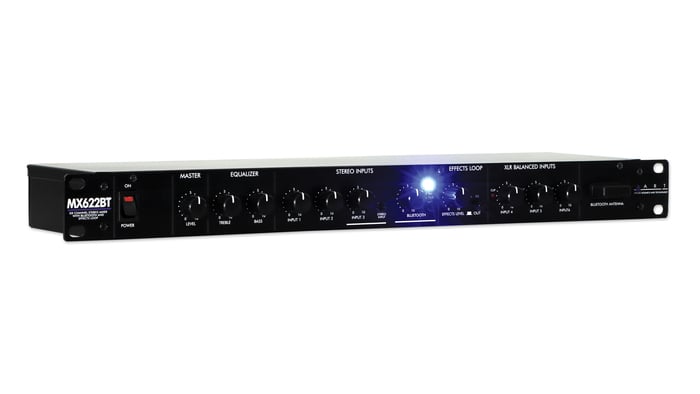 ART MX622BT Rack 6-Channel Stereo Mixer With Bluetooth, EQ, And Effects
