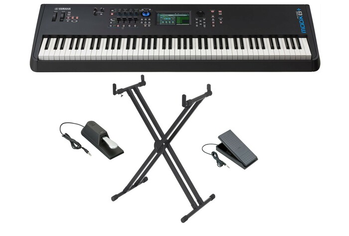Yamaha MODX8+ Stage Bundle 88-Key Synthesizer With Pro Stand, FC3A Sustain And FC7 Volume Pedal