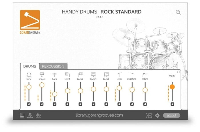 GoranGrooves Handy Drums- ROCK STANDARD Sampled Drums Virtual Instrument [Virtual]