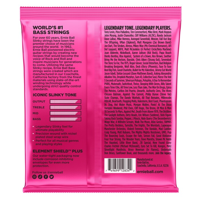 Ernie Ball P02834 Super Slinky Bass Strings .045-.100" Super Slinky Electric Bass Strings