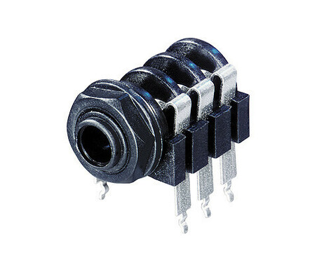 REAN NYS218-U 3 Pole Horizontal 1/4" Stereo Jack With Switched Contacts, .590" Length Contacts, Bulk
