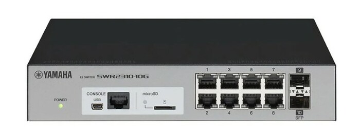 Yamaha SWR2310-10G 8-Port L2 Switch With 2 SFP Ports, Built-in RADIUS, 1/2U Rackspace