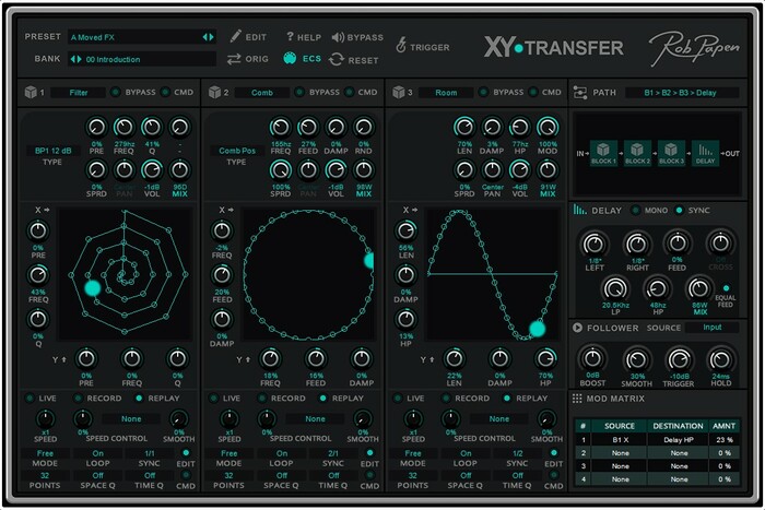 Rob Papen XY-Transfer Filter XY Effects Plug-in With 36 Filter Types [Virtual]