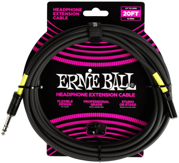 Ernie Ball P06423 20' 1/4" - 3.5mm Headphone Extension Cable
