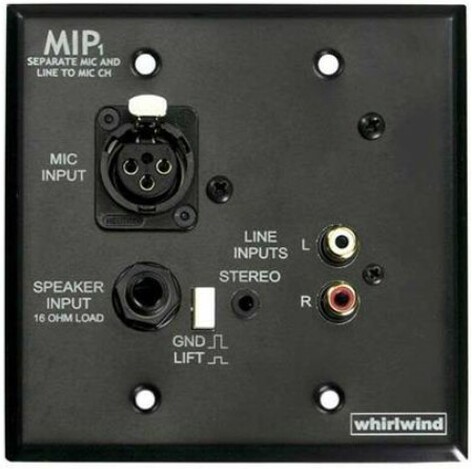 Whirlwind MIP1B Media Input Plate, 2-gang, Black