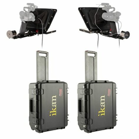 ikan PT4500-SDI-P2P-TK P2P Interview System With 2 X Professional 15" High Bright Teleprompter With 3G-SDI Travel Kit