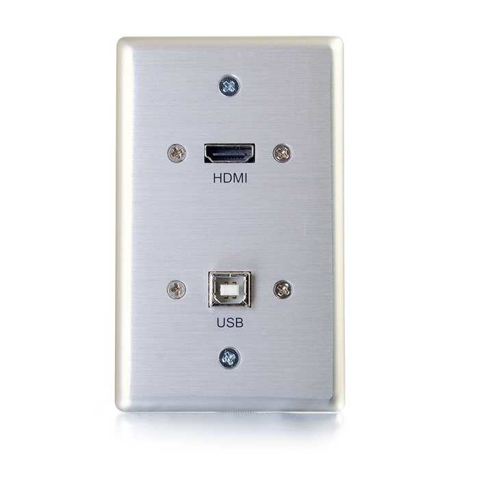 Cables To Go 39874 Single HDMI Pass Through Decorative Wall Plate, Aluminum