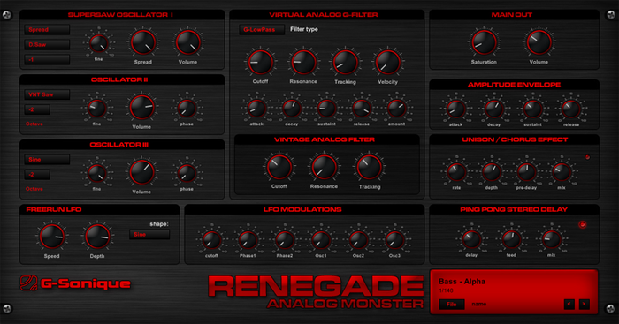 G-Sonique Renegade Analog Monster Synth [Virtual]
