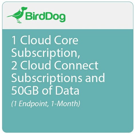 BirdDog BDCLOUDBETTER1M 1 Cloud Core Subscription With 2 Cloud Connect Subscriptions And 50GB Of Data, 30 Days
