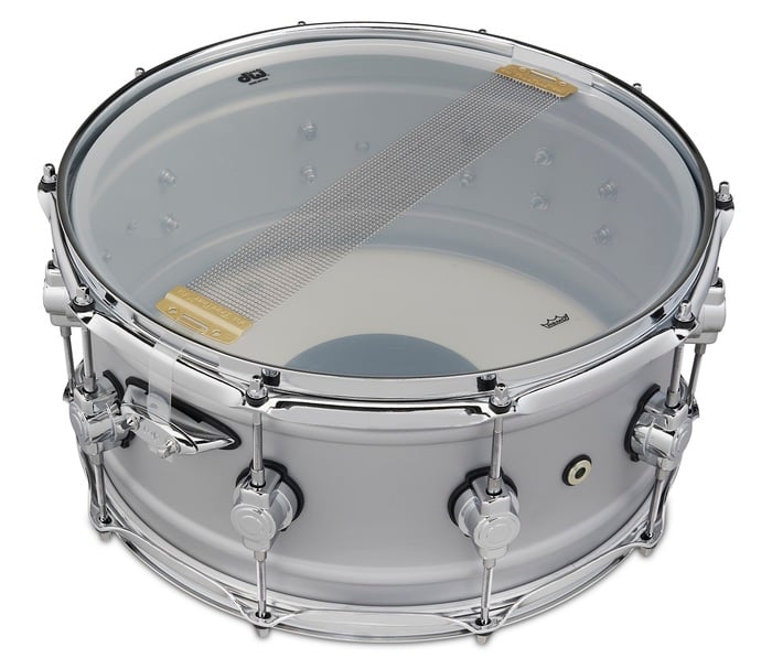 DW Design Series 6.5x14" Aluminum Snare Drum MAG Throw-off, Design Series Snare Lugs, And Triple-flange Hoops