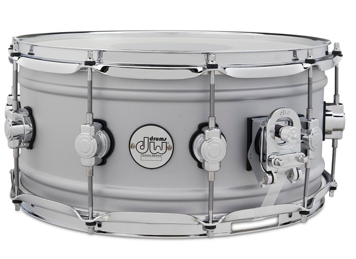 DW Design Series 6.5x14" Aluminum Snare Drum MAG Throw-off, Design Series Snare Lugs, And Triple-flange Hoops