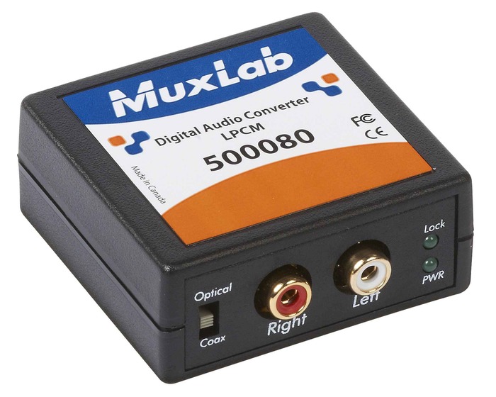 MuxLab MUX-500080 Digital Audio Converter (S/PDIF Or TOSLINK To Analog RCA)