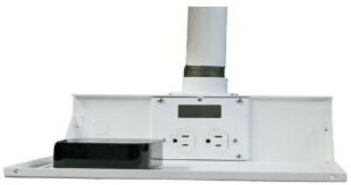 Nigel B Design 12X10PM-W 12" X 10" Utility Shelf Pole Mount With Power Receptacle, White