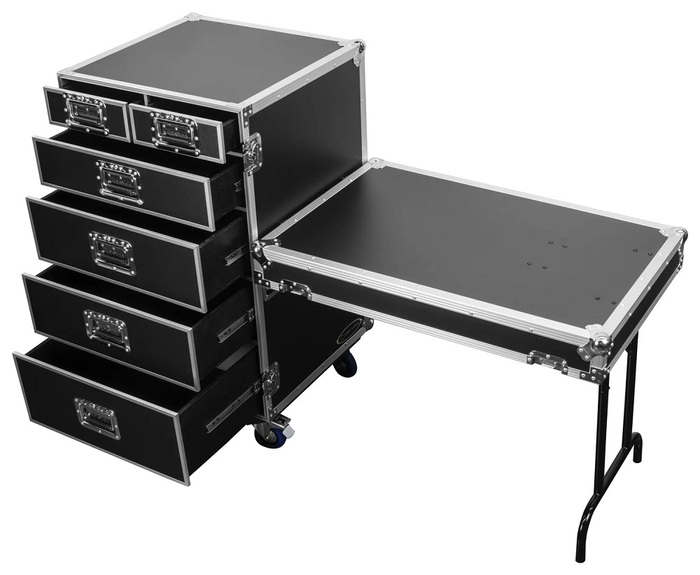 Odyssey FZWB6WDLX Six Drawer Flight Case With Wheels And Table