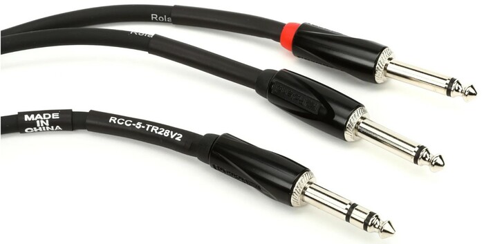 Roland Professional A/V RCC-5-TR28V2 5' 1/4" TRS To Dual 1/4" TS Y-Cable
